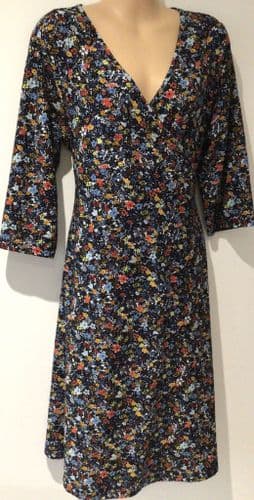 NEXT MATERNITY BLACK FLORAL WRAP MIDI NURSING DRESS SIZE 16