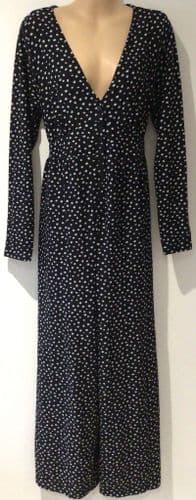 NEXT MATERNITY BLACK SPOTTY BUTTON JUMPSUIT SIZE 12