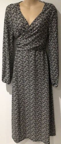 NEXT MATERNITY BLACK TIE BACK MIDI NURSING DRESS SIZE 14