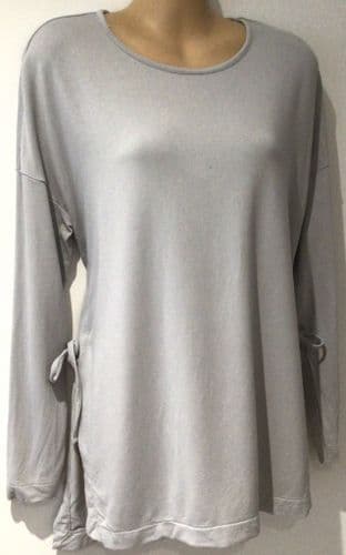 NEXT MATERNITY GREY SIDE TIE LONG SLEEVED NURSING TOP SIZE S 10-12