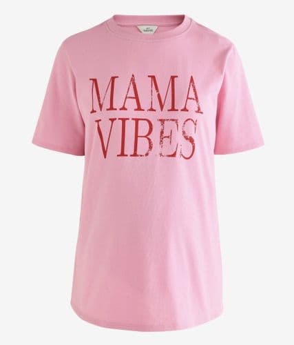 NEXT MATERNITY MAMA VIBES PINK BOXY NURSING T-SHIRT TOP SIZE M 12/14