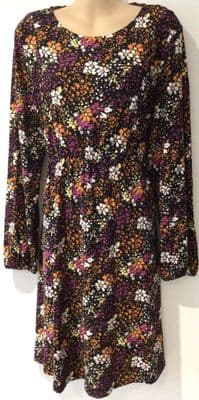 NEXT MATERNITY/NURSING BLACK FLORAL PRINT ZIP DRESS SIZE 12