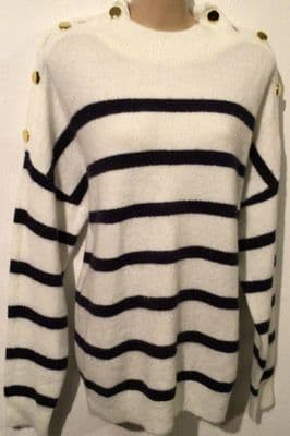 NEXT MATERNITY & NURSING CREAM NAVY KNIT JUMPER SIZE M 12-16