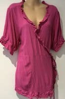 NEXT MATERNITY PINK FRILL WRAP MINI DRESS/TOP SIZE 18