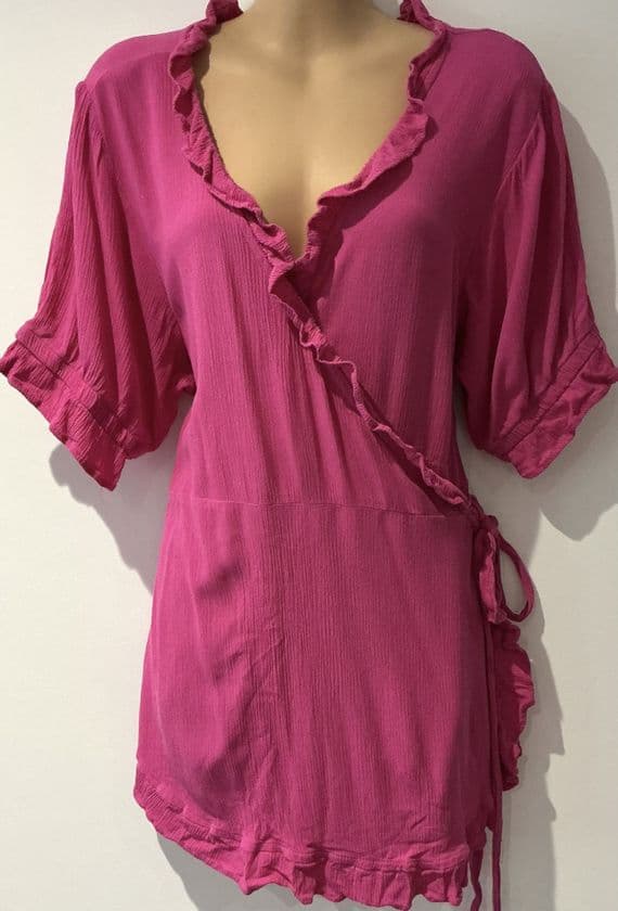 NEXT MATERNITY PINK FRILL WRAP MINI DRESS/TOP SIZE 18
