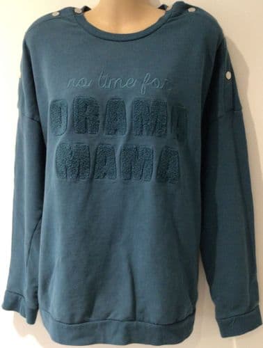 NEXT MATERNITY TURQUOISE POPPER SHOULDER SWEATSHIRT SIZE M 12-16