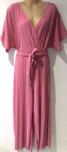 NEXT PINK PLISSE WRAP JUMPSUIT SIZE 14
