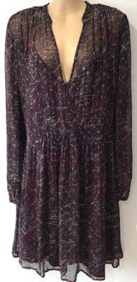 NINE SAVANNAH MILLER PLUM PRINT LAYERED TUNIC DRESS SIZE 14