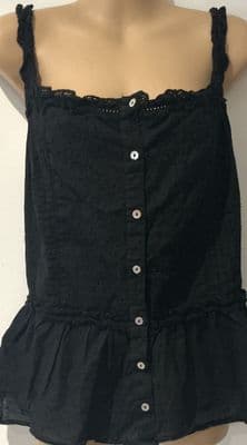 NOBODY’S CHILD BLACK DOBBY EMBROIDERED VEST TOP SIZE 18