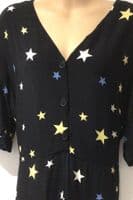 NOBODYS CHILD BLACK STAR PRINT BUTTON JUMPSUIT SIZE 16