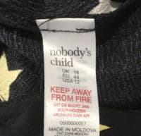 NOBODYS CHILD BLACK STAR PRINT BUTTON JUMPSUIT SIZE 16