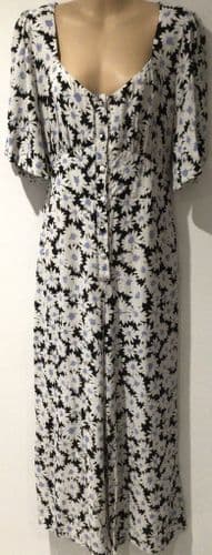 NOBODYS CHILD BLACK/WHITE FLOWER PRINT BUTTON JUMPSUIT SIZE 14