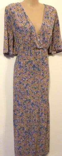 NOBODYS CHILD MATERNITY/NURSING PURPLE FLORAL MIDI DRESS SIZE 14