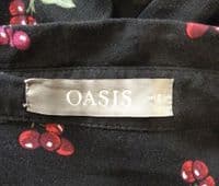 OASIS BLACK CHERRY PRINT SHIRT DRESS SIZE 12
