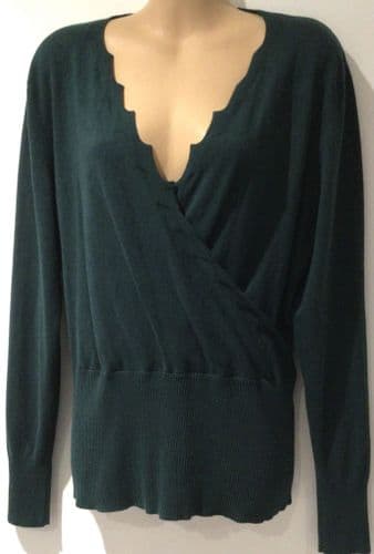 OASIS FOREST GREEN SCALLOP WRAP JUMPER SIZE XL 14/16