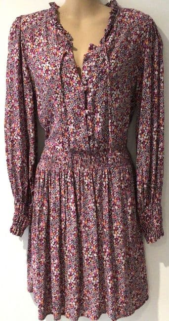 OLIVER BONAS PINK DITSY FLORAL DRESS SIZE 14