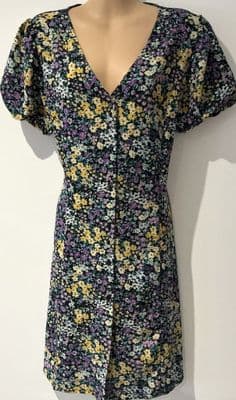 ONLY NOVA PURPLE/GREEN FLORAL BUTTON DRESS BNWT SIZE XL 16
