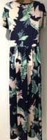 OUGES NAVY PALM LEAF OCCASION CROSS OVER MAXI DRESS SIZE XXL 16-18