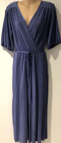 PAPAYA BLUE PLISSE WRAP CROPPED JUMPSUIT SIZE 12