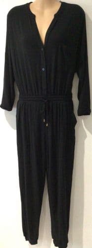 PHASE EIGHT BLACK BUTTON JERSEY JUMPSUIT SIZE 12