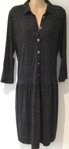 PHASE EIGHT BLACK POLKA DOT JERSEY MIDI DRESS SIZE 16