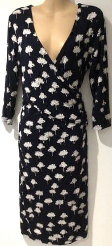 PHASE EIGHT MIDNIGHT BLUE TREE WRAP OCCASION MIDI DRESS SIZE 12