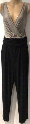 PHASE EIGHT MINK/BLACK WRAP OCCASION JUMPSUIT SIZE 14