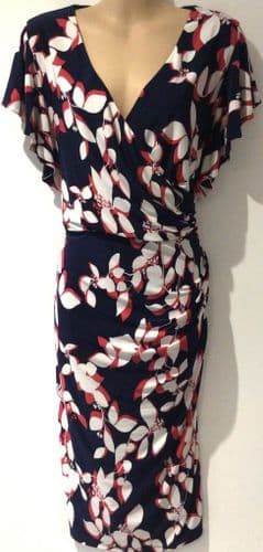 PHASE EIGHT NAVY FLORAL MIDI OCCASION DRESS SIZE 18