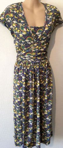 PICCALILLY ORGANIC COSMIC WEATHER WRAP NURSING JERSEY DRESS SIZE L 16/18 (1)