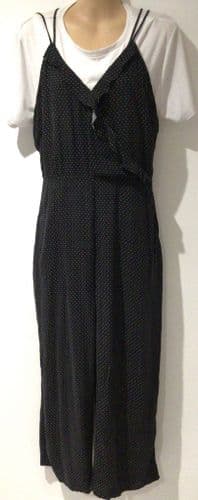 PINS & NEEDLES BLACK SPOTTY WRAP JUMPSUIT SIZE 12