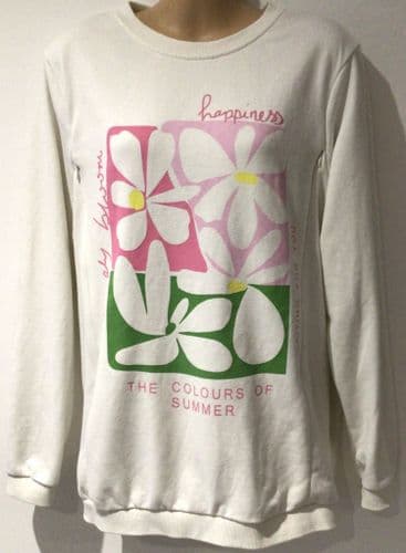 PREMAMAN WHITE FLOWER PRINT ZIP NURSING SWEATSHIRT SIZE L 14/16