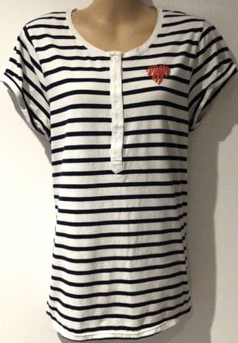 PREMAMAN WHITE STRIPE HEART T-SHIRT SIZE M 12/14