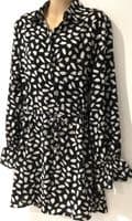 PRETTY LITTLE THING BLACK DALMATION SHIRT PLAYSUIT BNWT SIZE 12