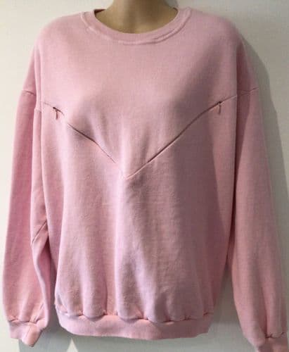 PRETTY MAMA BABY PINK OVERSIZED NURSING ZIP SWEATER SIZE S 10-12