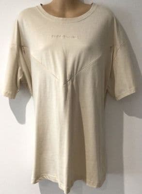 PRETTY MAMA BEIGE OVERSIZED NURSING T-SHIRT TOP SIZE M 14-16