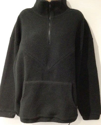 PRETTY MAMA BLACK FLEECE OVERSIZED NURSING ZIP SWEATER BNWT SIZE S 10-14