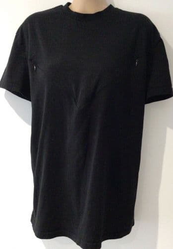 PRETTY MAMA BLACK OVERSIZED NURSING ZIP T-SHIRT SIZE S 10-14