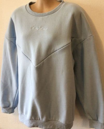 PRETTY MAMA BLUE OVERSIZED NURSING ZIP SWEATER SIZE XS 8-12