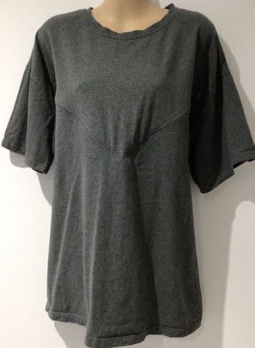 PRETTY MAMA CHARCOAL OVERSIZED NURSING ZIP T-SHIRT TOP SIZE M 14-16