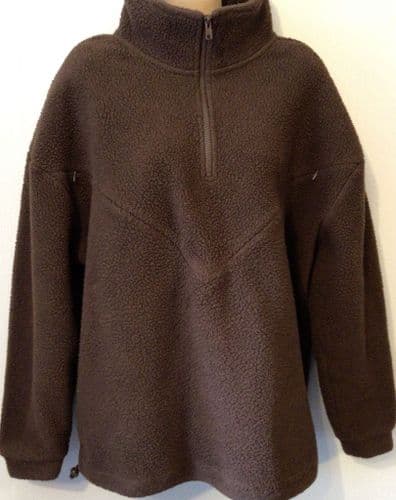PRETTY MAMA CHOCOLATE BROWN FLEECE OVERSIZED NURSING ZIP SWEATER SIZE S 10-14