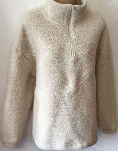 PRETTY MAMA CREAM FLEECE OVERSIZED NURSING ZIP SWEATER SIZE L 18-20