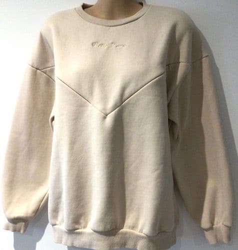 PRETTY MAMA CREAM OVERSIZED NURSING ZIP SWEATER SIZE S 10-12