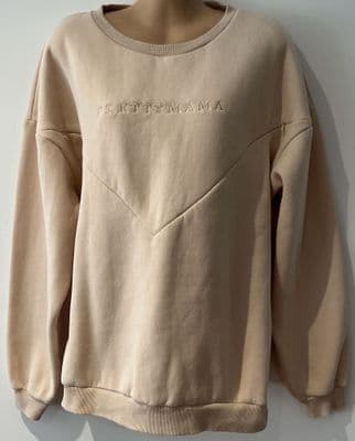 PRETTY MAMA CREAM OVERSIZED NURSING ZIP SWEATSHIRT SIZE M 14/16