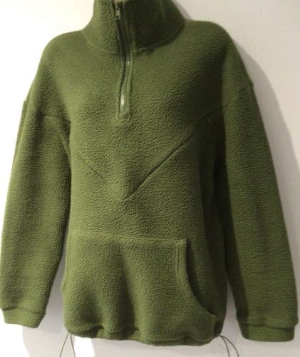 PRETTY MAMA KHAKI FLEECE OVERSIZED NURSING ZIP SWEATER SIZE S 10-14