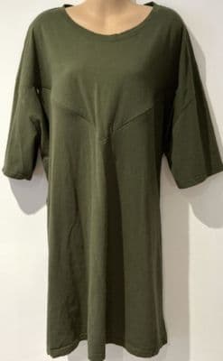 PRETTY MAMA KHAKI OVERSIZED NURSING T-SHIRT TUNIC DRESS SIZE XL 22-24