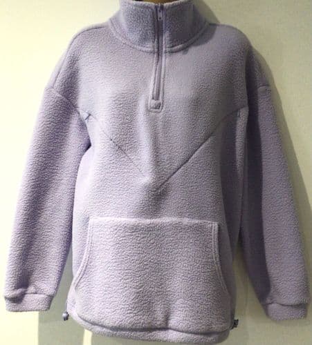 PRETTY MAMA LILAC FLEECE OVERSIZED NURSING ZIP SWEATER SIZE XS 8-12