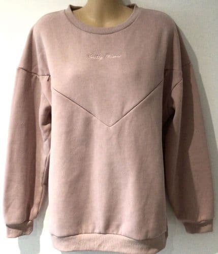 PRETTY MAMA PINK OVERSIZED NURSING ZIP SWEATER SIZE XS 8-12
