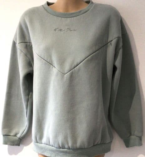 PRETTY MAMA SAGE OVERSIZED NURSING ZIP SWEATSHIRT SIZE S 10-14