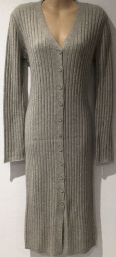 PRIMARK OATMEAL RIBBED KNIT CARDIGAN DRESS SIZE S 10-12