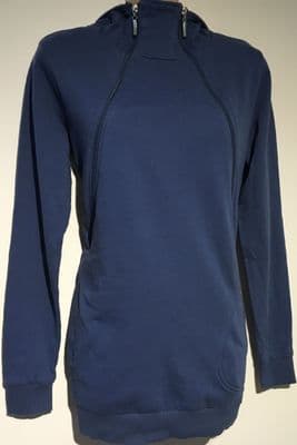 PURPLESS NAVY BLUE ZIP BABY WEARING/NURSING HOODIE JUMPER SIZE 12
